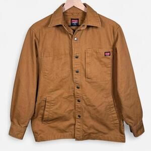 Wrangler Workwear Jacket Unisex S Brown Snap Front Utility